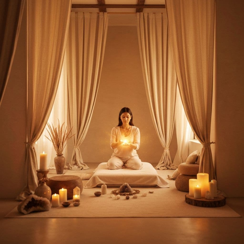 Sessão de terapia holística em ambiente sereno